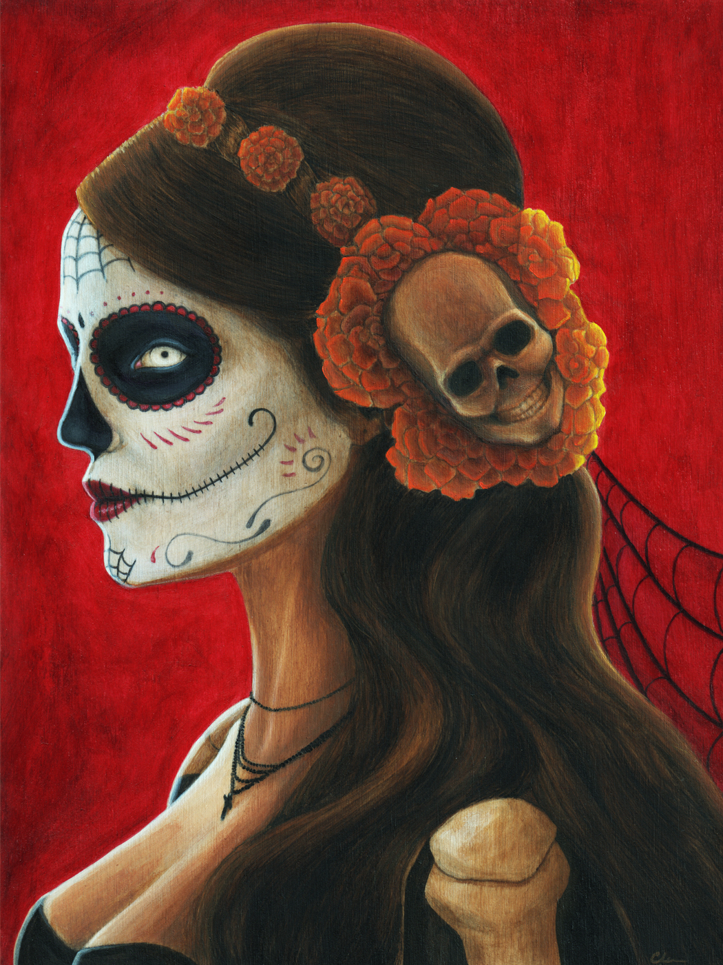 Senora de los Muertos - Original Acrylic Painting by Artist Carolina Lebar
