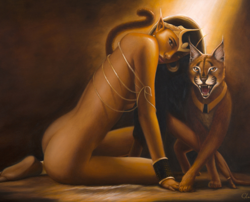 Gaze of Bastet - Original Oil Painting by Artist Carolina Lebar