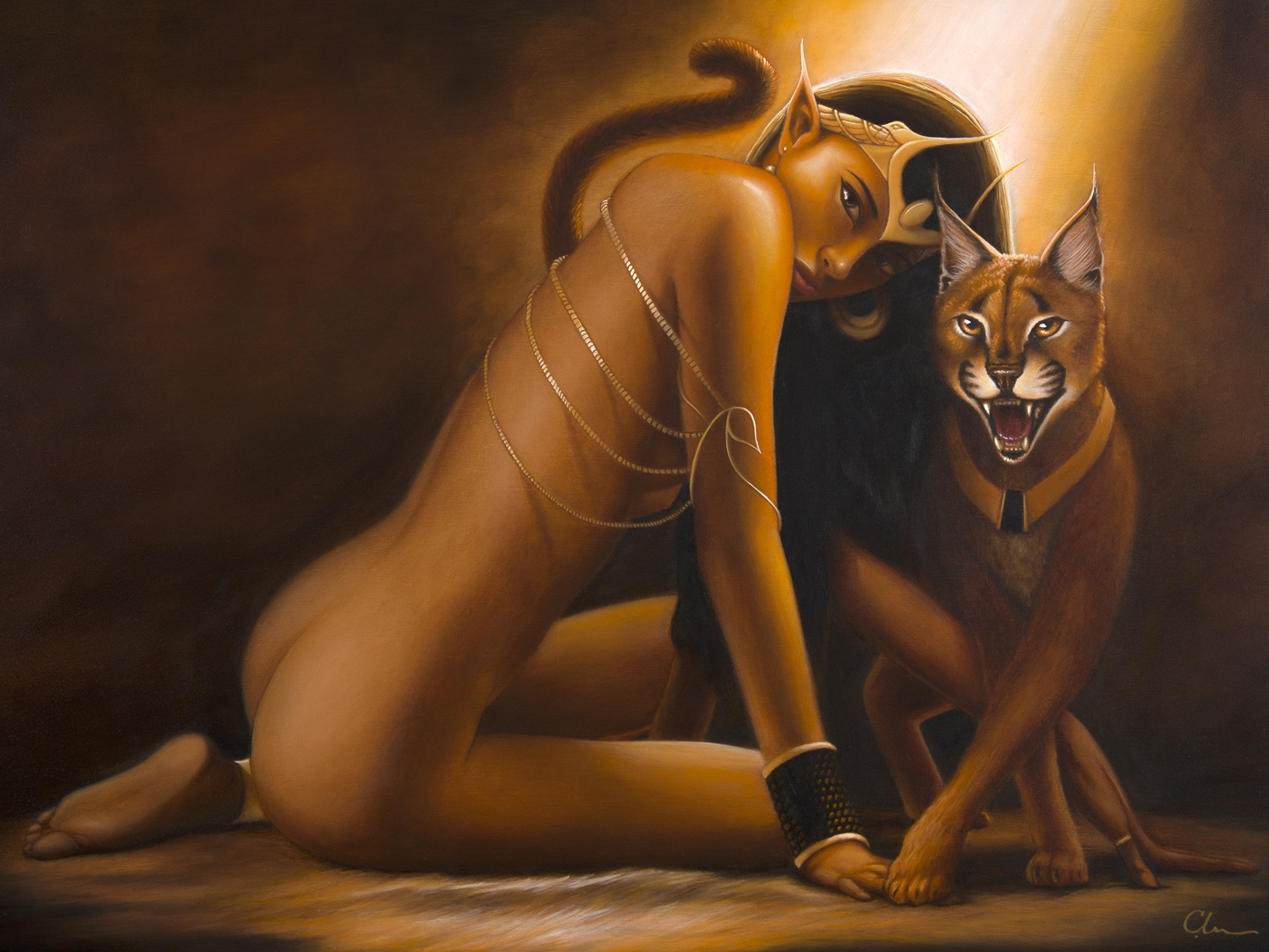 Gaze of Bastet - Original Oil Painting by Artist Carolina Lebar