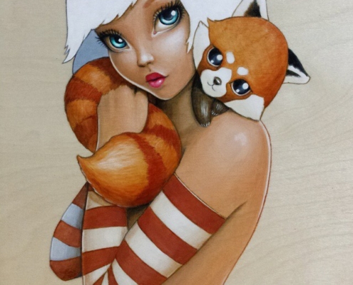 Kawaii Kuddles - Original Acrylic Painting by Artist Carolina Lebar